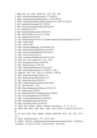质量体系英文缩写