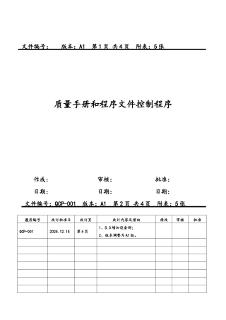 质量手册和程序文件控制程序