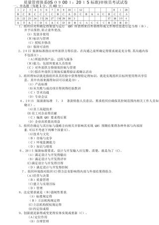 质量管理体系试卷 (1)