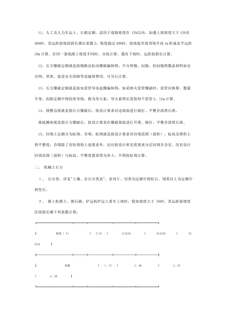 贵州省建筑工程计价定额土石方章说明_第2页
