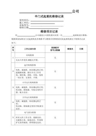 起重机维修记录