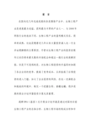 超群DNA芯片项目商业计划书