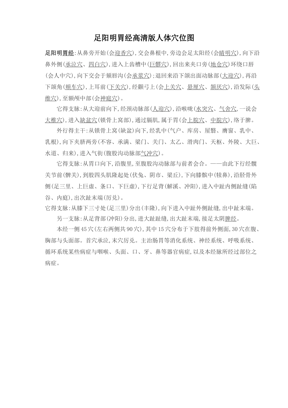 足阳明胃经高清版人体穴位图_第1页