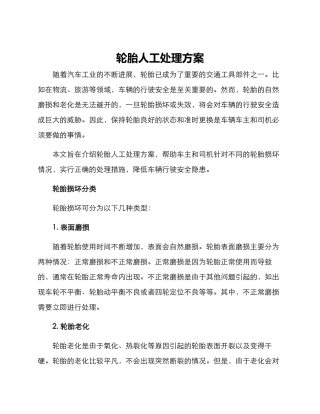轮胎人工处理方案