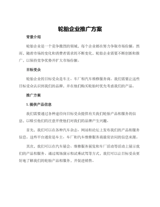 轮胎企业推广方案