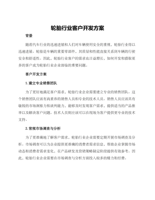 轮胎行业客户开发方案