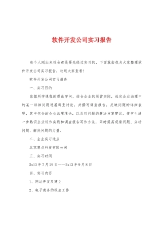 软件开发公司实习报告