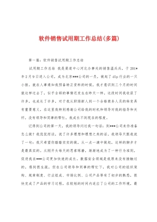 软件销售试用期工作总结
