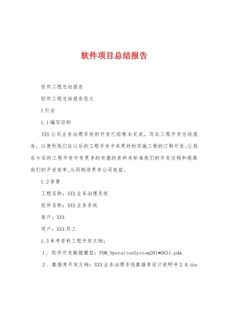 软件项目总结报告
