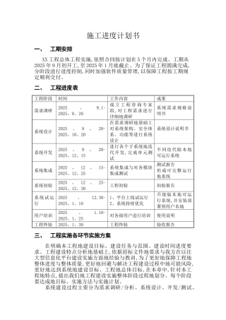 软件项目进度计划