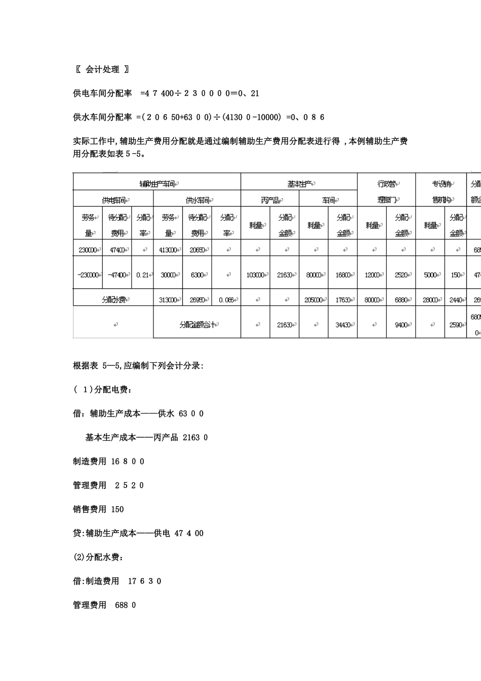 辅助生产成本分配例题_第3页