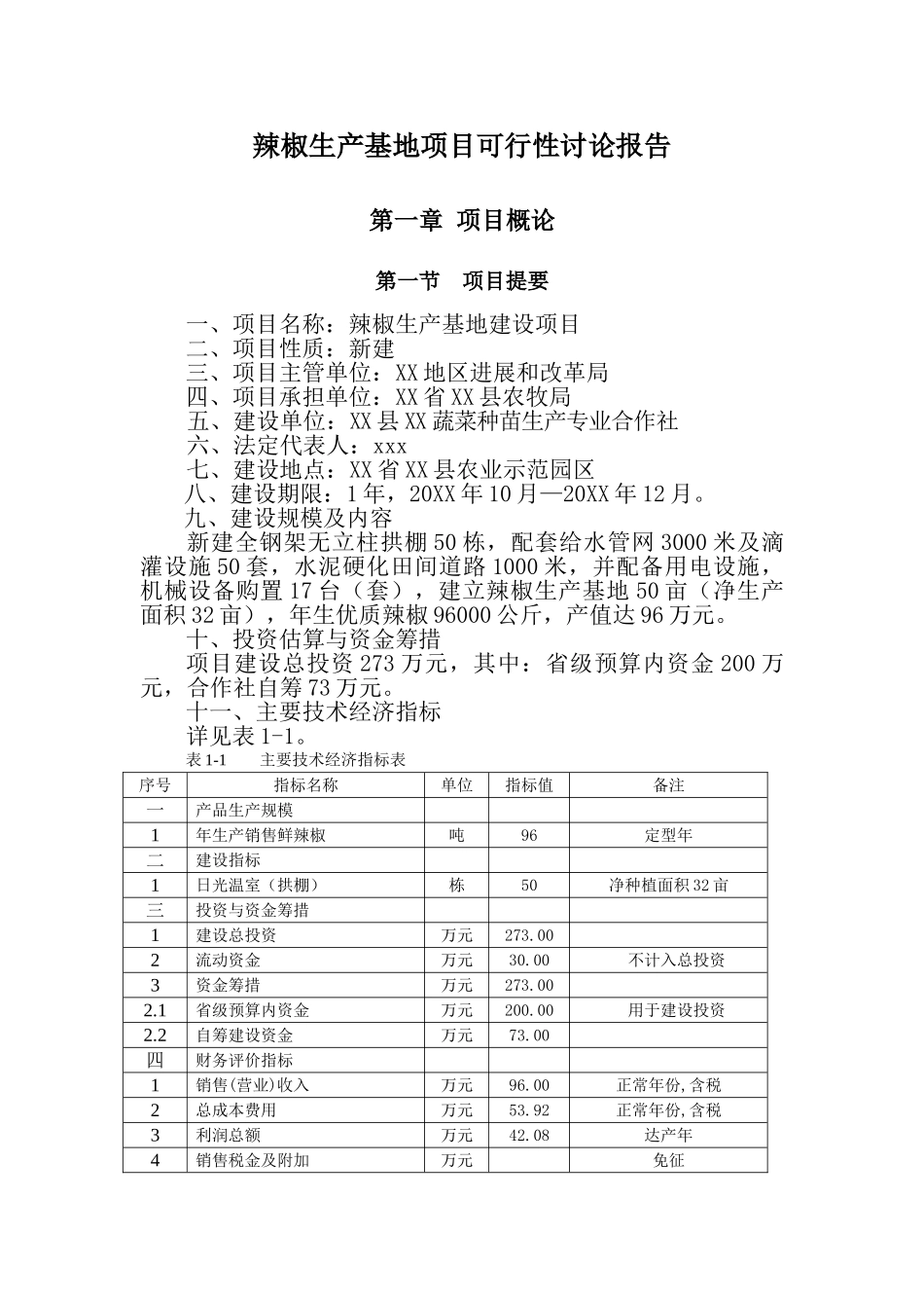 辣椒生产基地项目可行性研究报告书_第1页