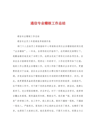 通信专业稽核工作总结