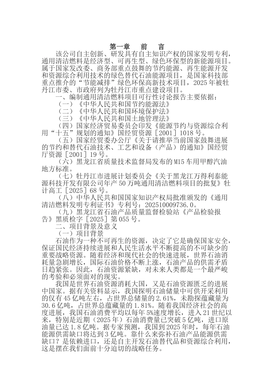 通用清洁燃料项目可行性研究报告_第2页