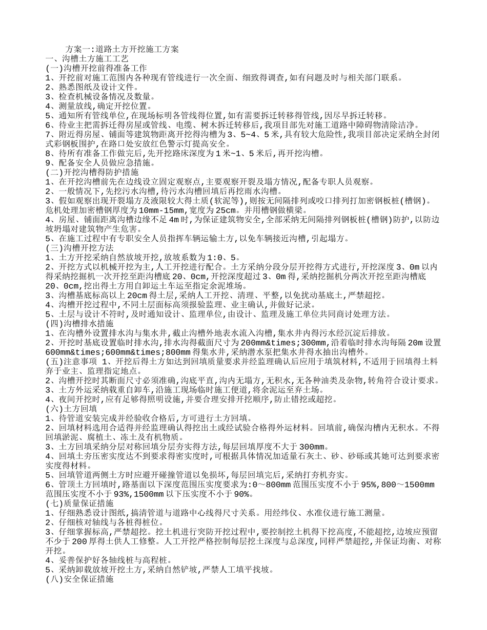 道路土方开挖施工方案_第1页