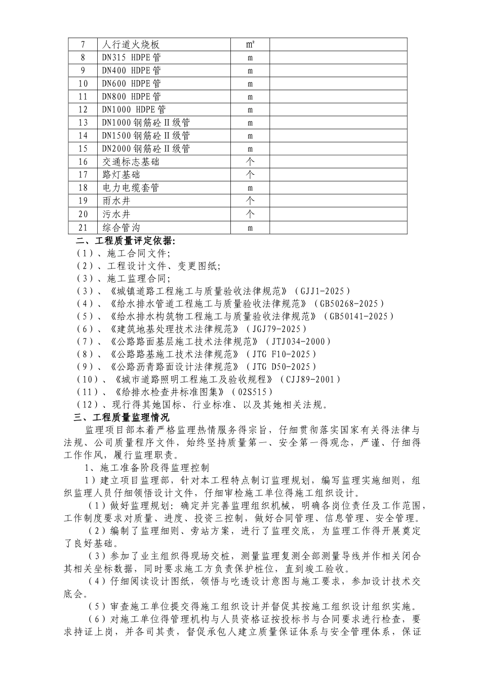 道路桥梁市政监理竣工验收质量评估报告_第3页