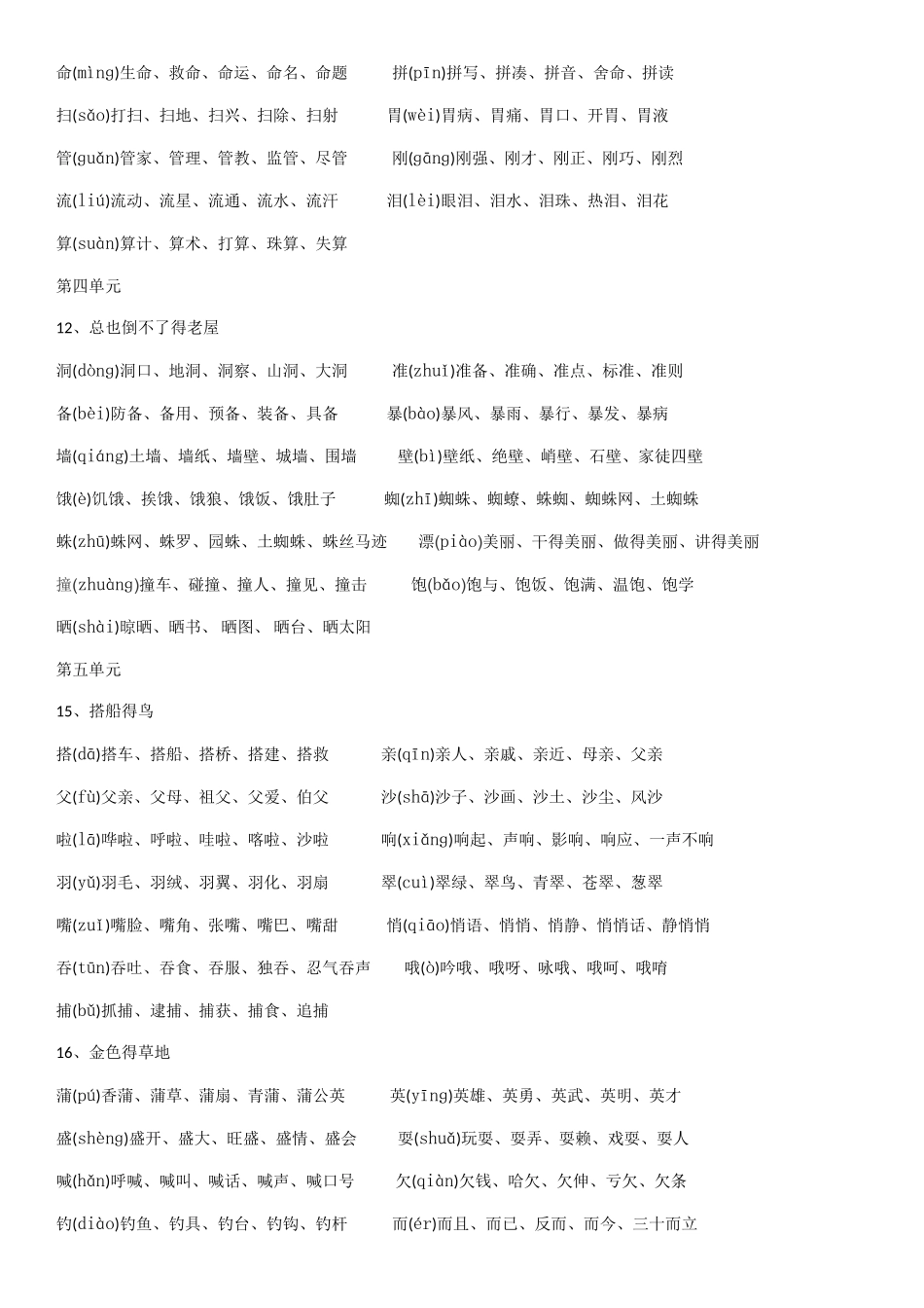 部编版2025三年级语文下册生字注音及组词_第3页