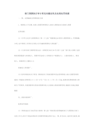 部门预算执行审计常见问题定性及处理处罚依据