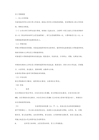 酒店员工考核制度