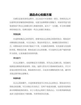 酒店点心拍摄方案