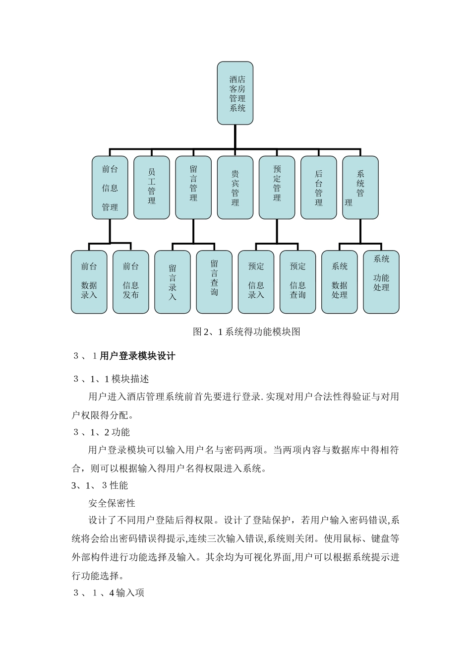 酒店管理系统详细设计说明书_第3页