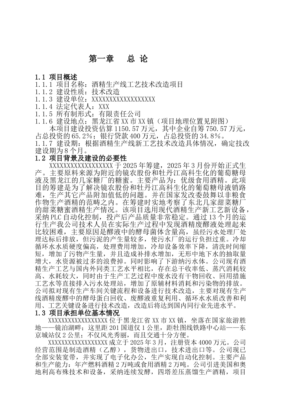 酒精生产线技术改造项目可行性评估报告_第3页