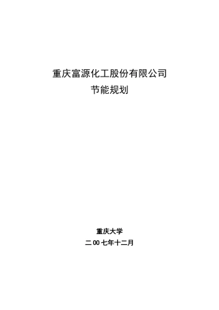 重庆富源化工股份有限公司节能规划2025.3.3