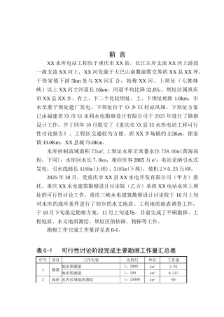 重庆市某水库上坝址项目可行性研究报告