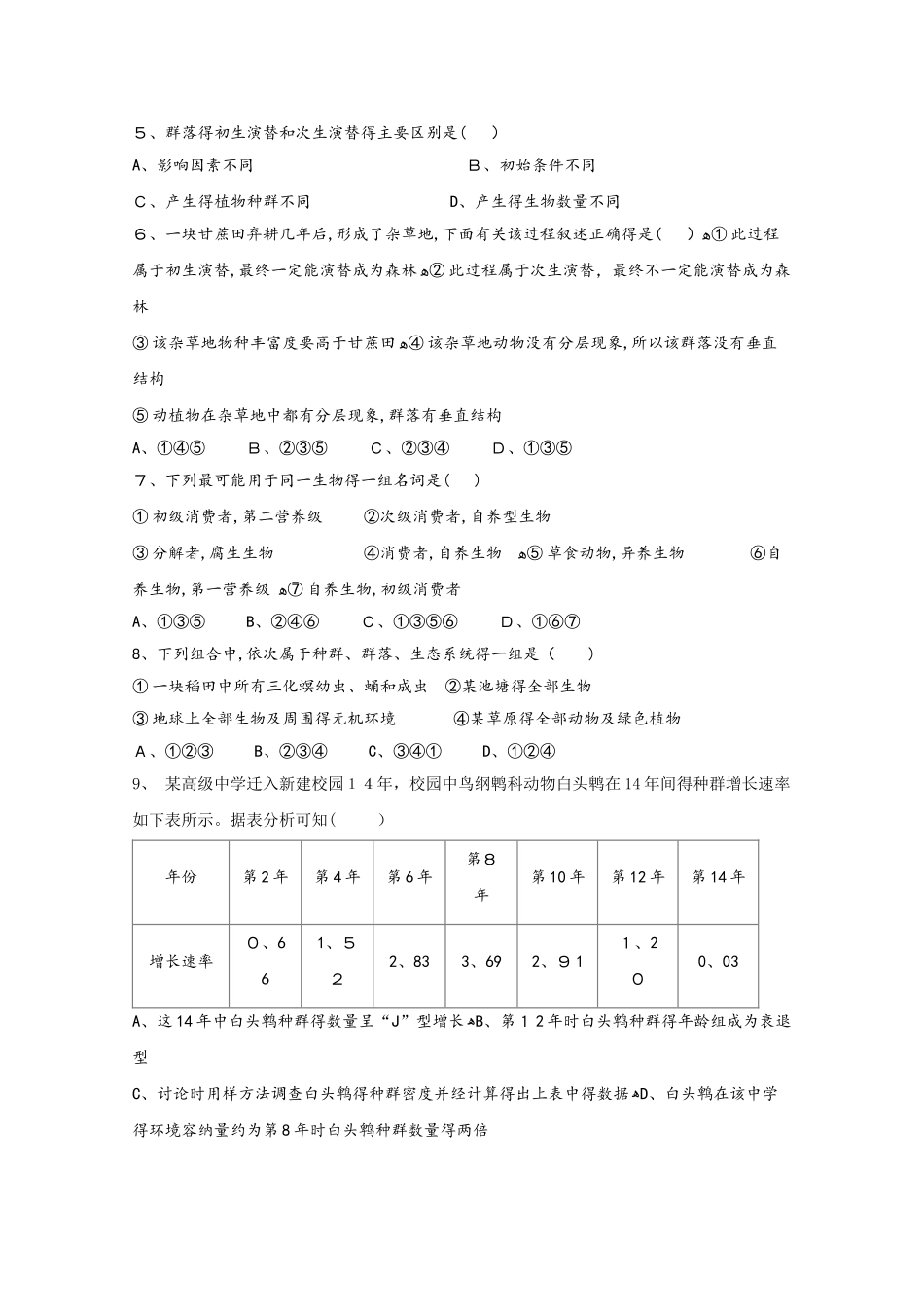 重庆市育仁中学高二生物10月月考试题_第2页