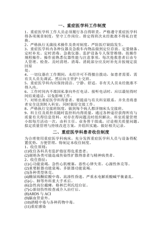 重症医学科管理制度