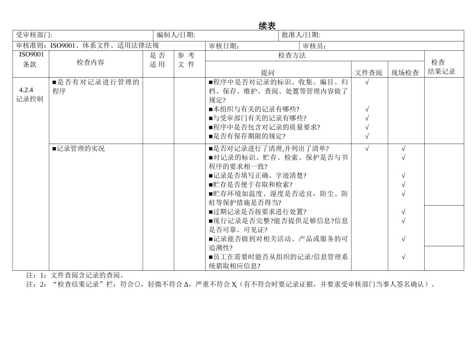 量质管理体系审核通用检查表大学论文_第3页