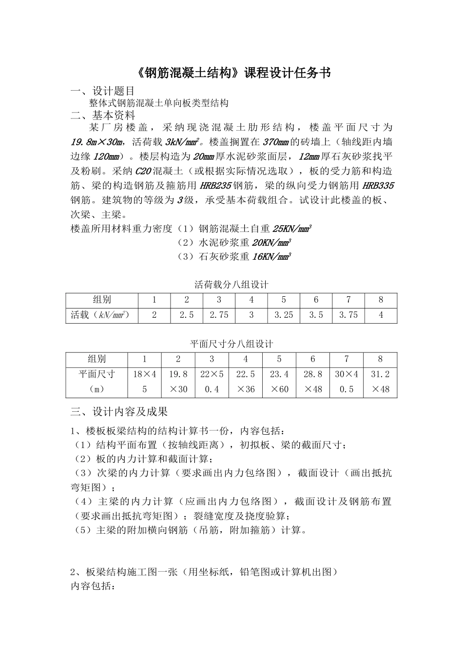 钢筋混凝土结构课程设计整体式钢筋混凝土单向板类型结构论文大学论文_第3页