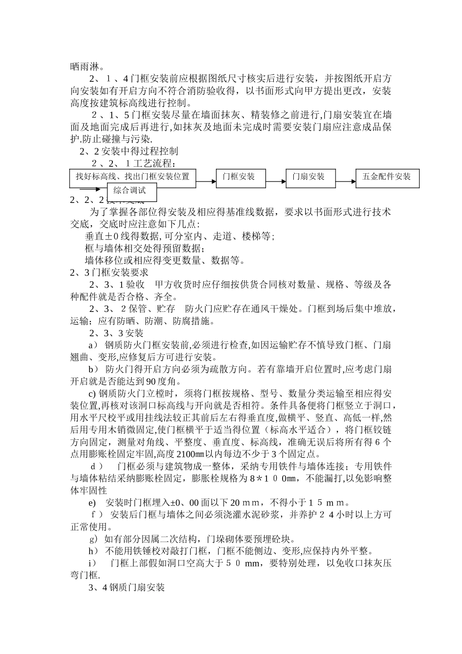 钢质防火门安装施工方案 _第3页