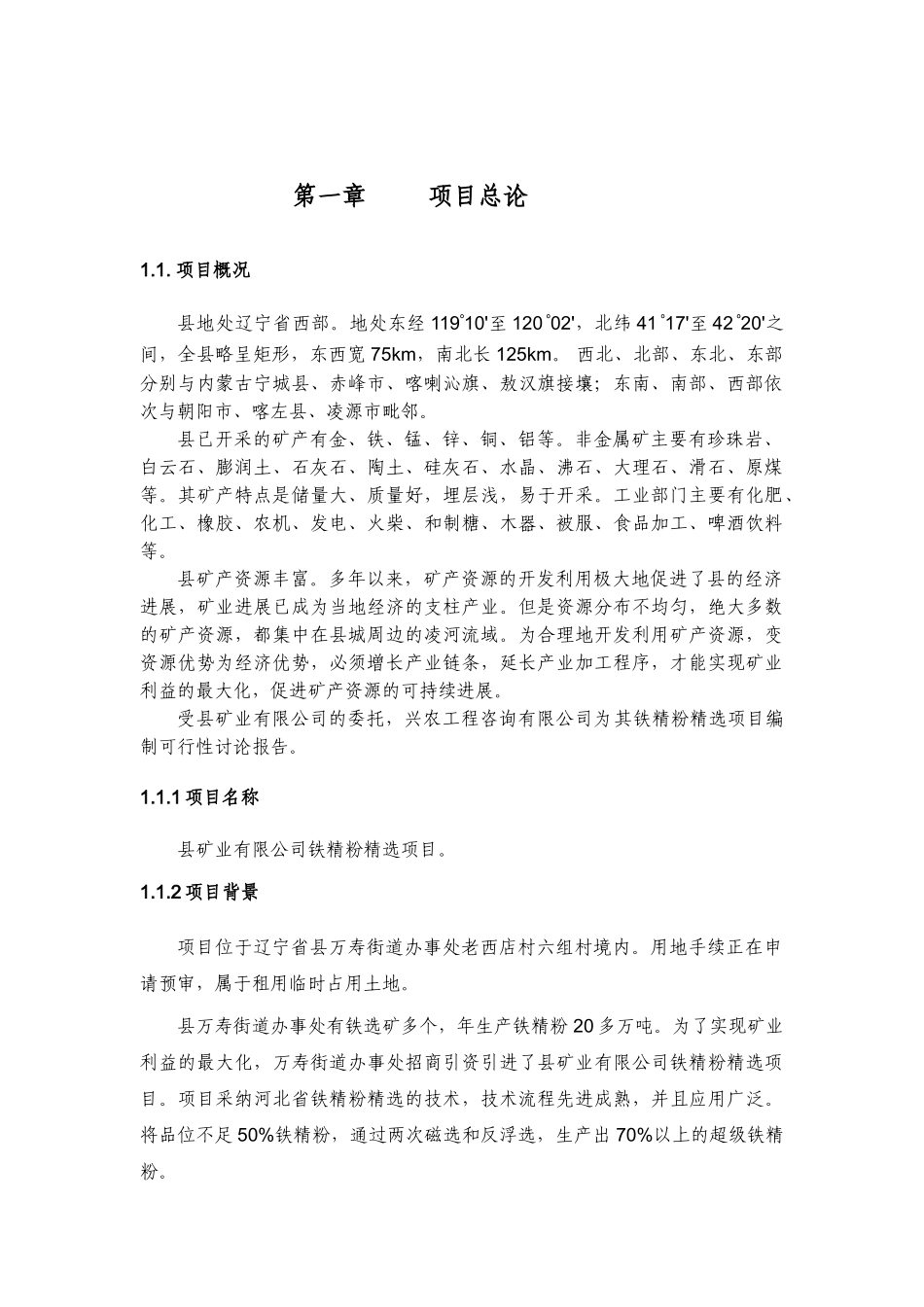 铁精粉精选项目可行性研究报告_第2页