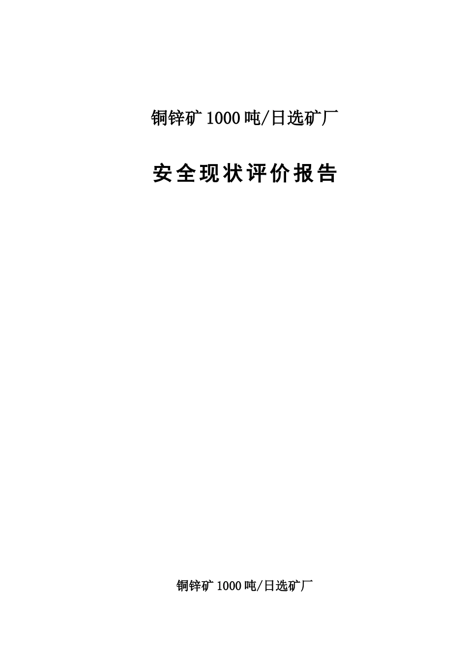 铜锌矿1000吨矿安全现状评价报告_第1页