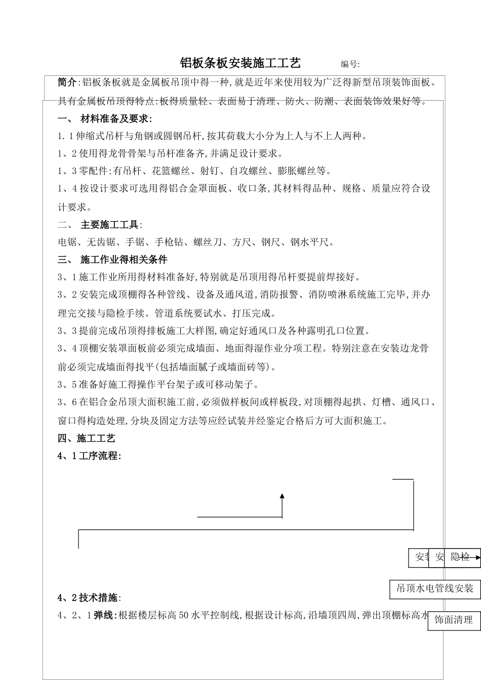 铝扣板条板安装施工工艺_第1页