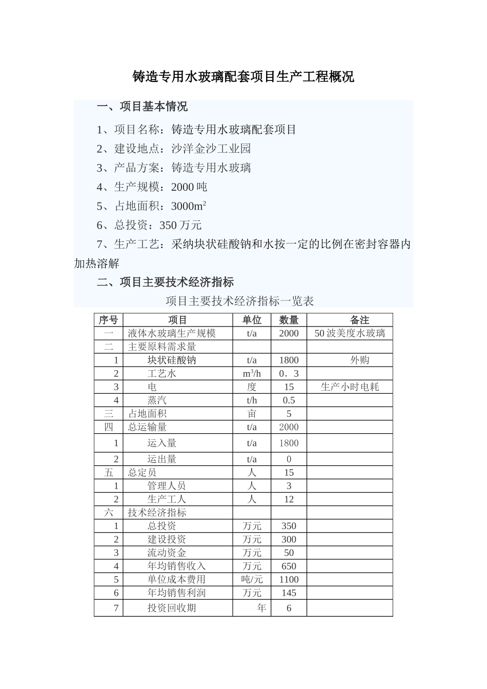 铸造专用水玻璃配套项目计划书_第3页