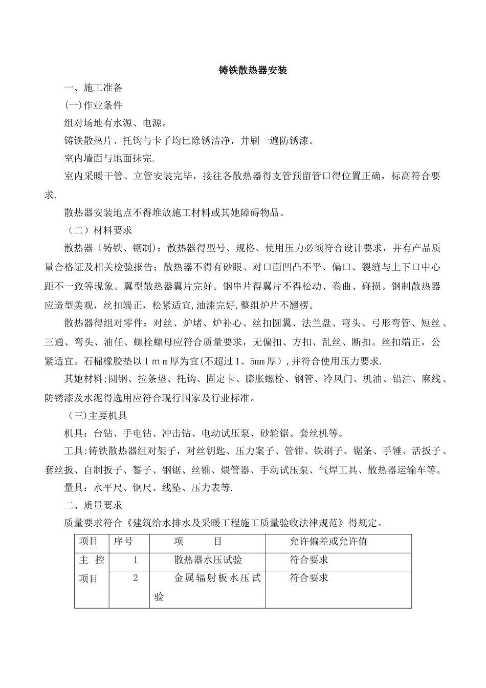 铸铁散热器安装_第1页