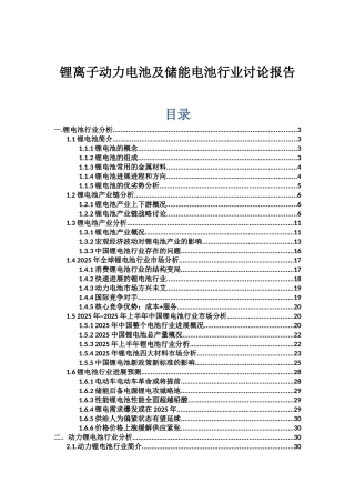 锂离子动力电池及储能电池行业研究报告