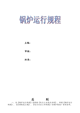锅炉运行规程