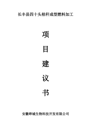 长丰县四十头秸秆成型燃料加工项目建议书