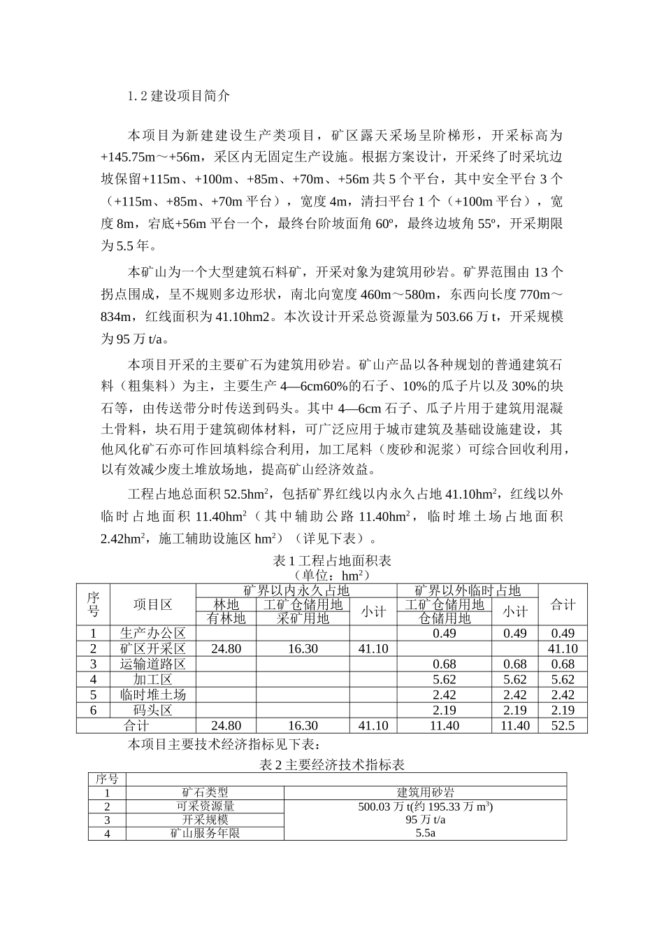 长兴博力矿业有限公司长兴县和平镇石泉村金山矿区建筑用砂岩矿建设项目环境影响报告书_第2页