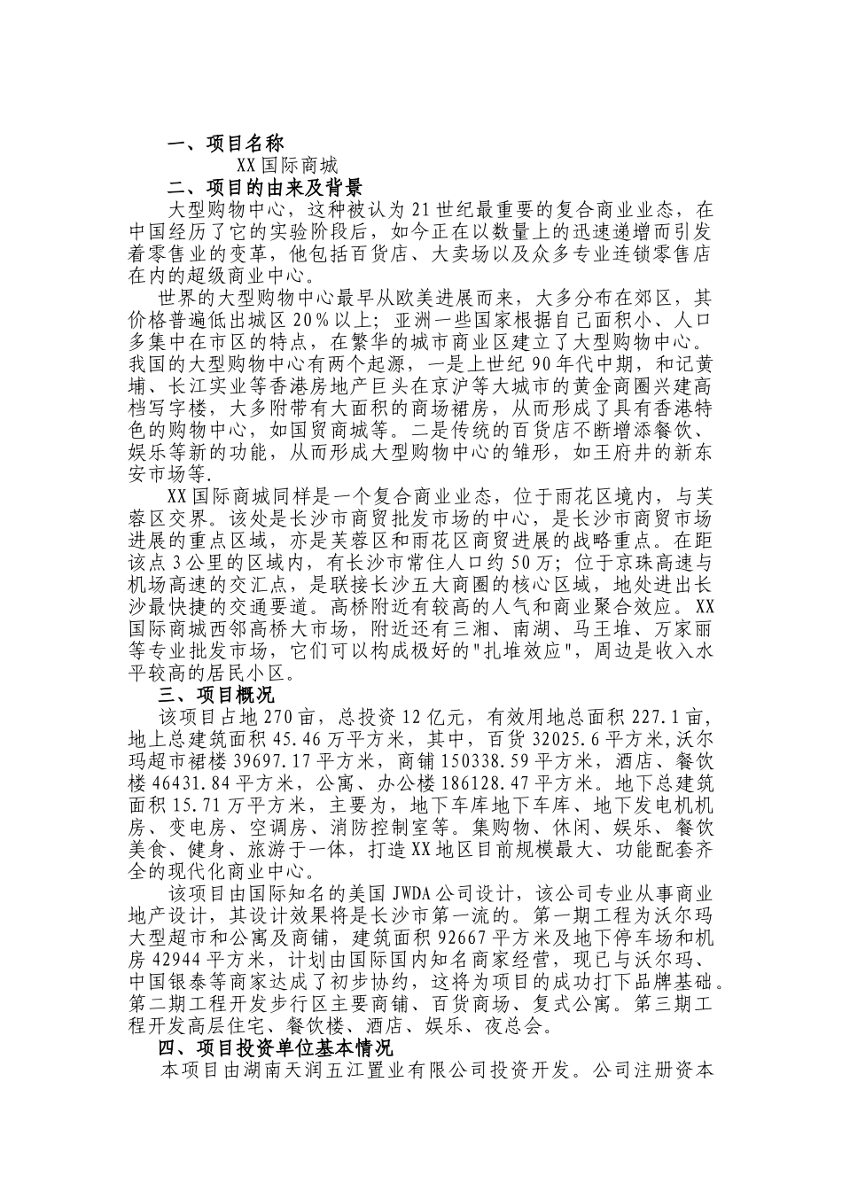 长沙国际商城资金申报立项计划书_第3页