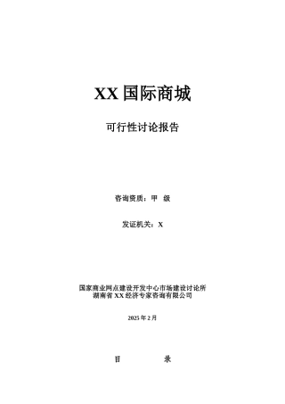 长沙国际商城资金申报立项计划书