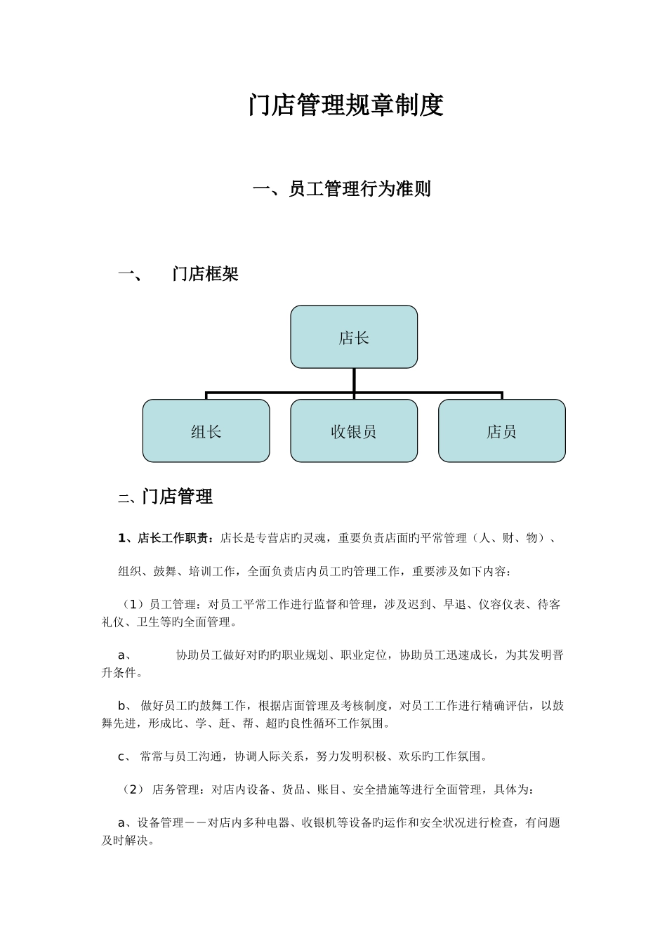 门店管理规章制度_第1页
