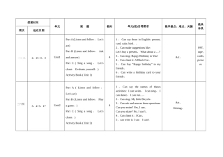 闽教版三年级英语下册教学计划