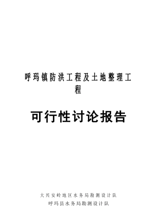 防洪工程及土地整理工程可行性研究报告书