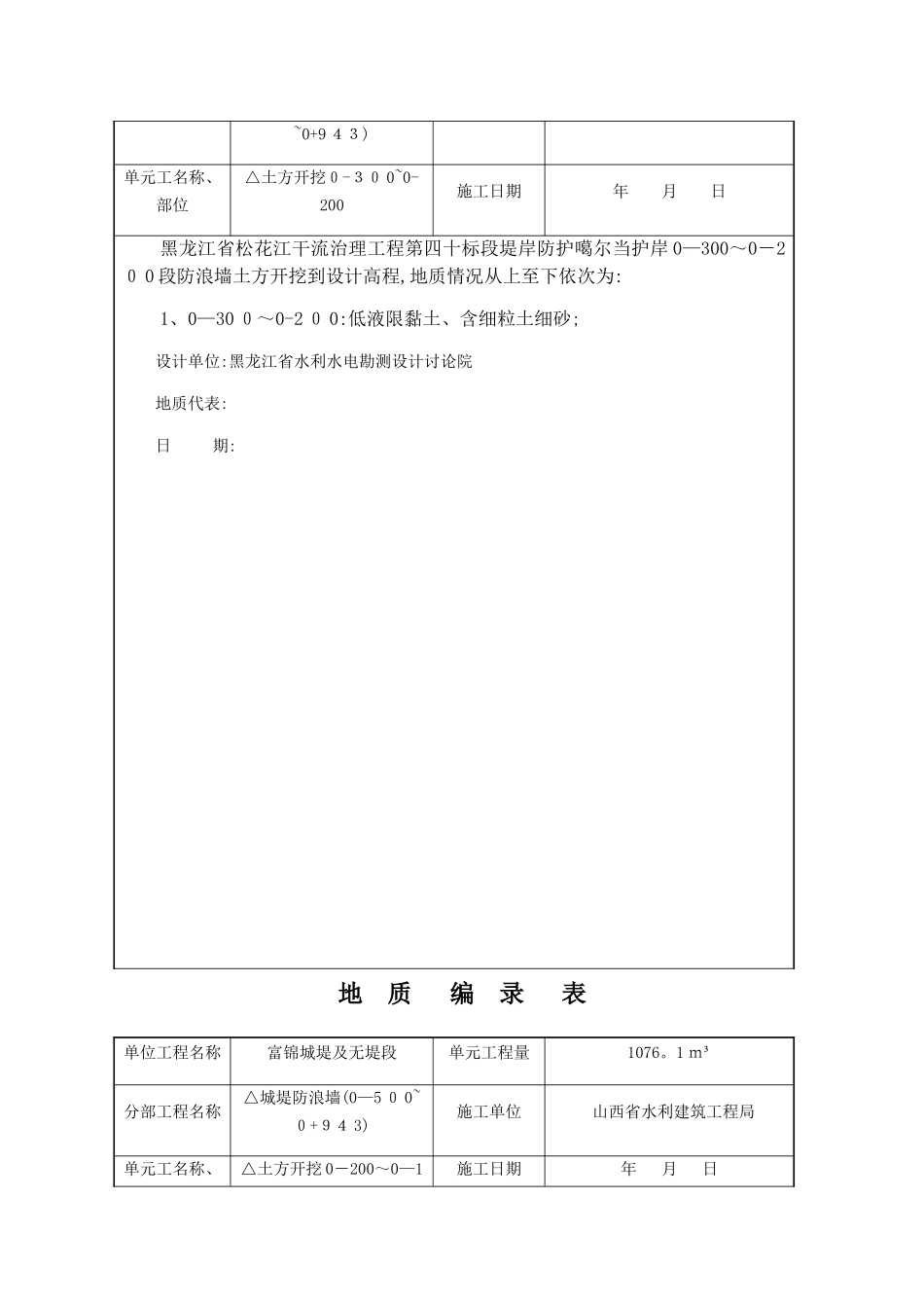 防浪墙土方开挖地质编录表岸_第3页