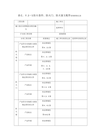防火门验收记录表