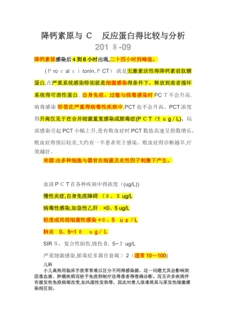 降钙素原和 C 反应蛋白分析和比较